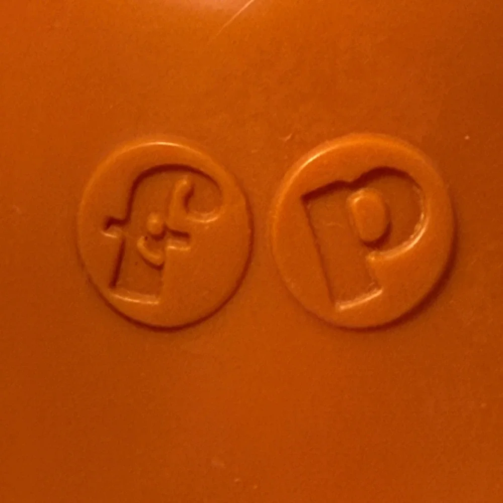 Vintage 1978 Fisher Price 642 Tumble Bear Pull Toy Orange‎ Rattle Made in USA